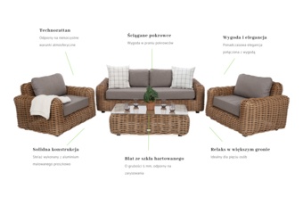 Meble ogrodowe technorattanowe Umbria Beige / Taupe Melange