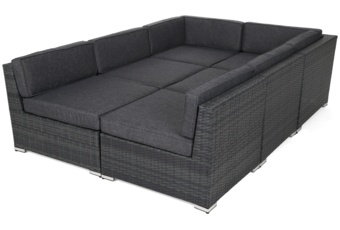 Narożnik modułowy z technorattanu Kansas Maxi Grey / Grey Melange - szary - dla 6 osób Narożnik modułowy z technorattanu Kansas Maxi Grey / Grey Melange