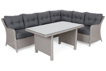 Narożny zestaw mebli ogrodowych prawy California White / Grey