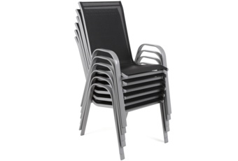 Meble ogrodowe metalowe Sevilla 150 cm Silver / Black 6+1