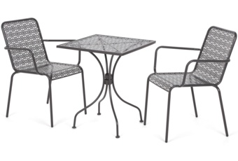 Meble balkonowe metalowe Maja Square Grey 2+1 - szara Meble balkonowe metalowe Maja Square Grey 2+1
