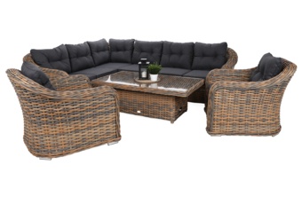 Narożny zestaw mebli ogrodowych Foggia Comfort Ginger Melange / Dark Grey