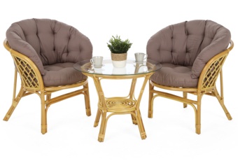 Meble ogrodowe rattanowe Bahama Honey / Cappuccino 2+1