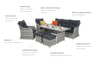 Meble ogrodowe technorattanowe Bergamo Light Grey / Grey Melange