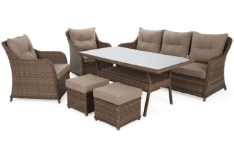 Meble ogrodowe technorattanowe Bergamo Elegant Ginger / Brown Melange - dla 7 osób Meble ogrodowe technorattanowe Bergamo Elegant Ginger / Brown Melange