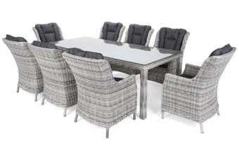 Meble ogrodowe technorattanowe Bristol 230 cm Light Grey / Grey Melange 8+1