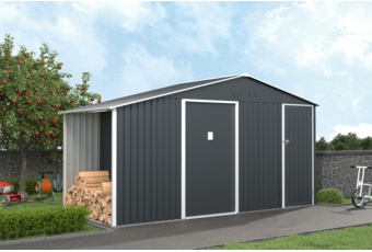 Domek narzędziowy Bergen 407 x 194 cm Grey z drewutnią