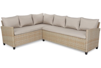 Narożne meble ogrodowe technorattanowe Lagos Beige / Ecru - dla 9 osób - beżowy Narożne meble ogrodowe technorattanowe Lagos Beige / Ecru