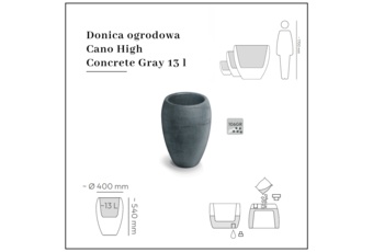 Donica ogrodowa Cano High Concrete Gray 13 l