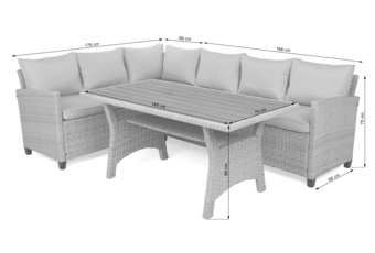 Narożnik ogrodowy technorattanowy Lagos Muddy Grey / Black Melange