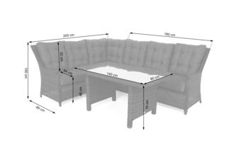 Narożny zestaw mebli ogrodowych lewy Alicante White / Grey z pufami
