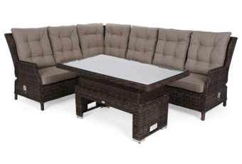 Narożnik ogrodowy technorattanowy Trivento Brown Mat / Brown Melange