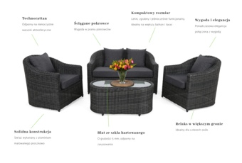 Meble ogrodowe technorattanowe Modena Grey / Grey Melange