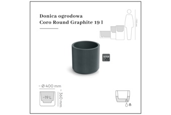 Donica ogrodowa Coro Round Graphite 19 l