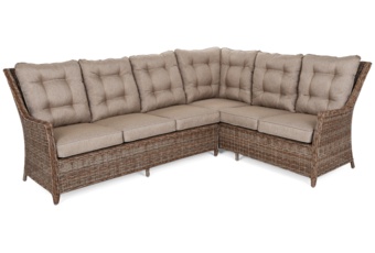 Narożny zestaw mebli ogrodowych prawy Alicante Ginger / Brown Melange z pufami - dla 9 osób Narożny zestaw mebli ogrodowych prawy Alicante Ginger / Brown Melange z pufami