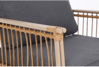 Meble ogrodowe technorattanowe Sycylia Beige / Grey - dla 5 osób - w stylu boho Meble ogrodowe technorattanowe Sycylia Beige / Grey