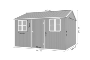 Domek narzędziowy metalowy Stavanger 360 x 313 cm Domek narzędziowy Stavanger 360 x 313 cm Grey