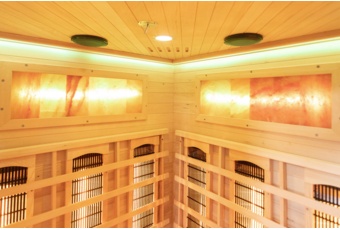 Sauna infrared narożna Nordum Classic 2-osobowa WiFi brązowa