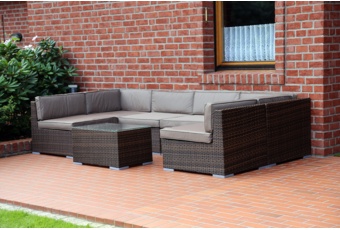 Narożnik modułowy z technorattanu Kansas Maxi Brown Mat / Brown Melange