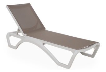Zestaw leżaków ogrodowych Monako White / Taupe ze stolikiem 