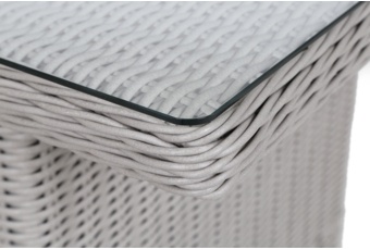 Narożny zestaw mebli ogrodowych lewy California White / Grey - biały - dla 8 osób Narożny zestaw mebli ogrodowych lewy California White / Grey