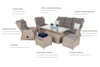 Meble ogrodowe technorattanowe Memfis Beige / Beige Melange