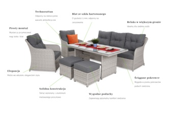 Meble ogrodowe technorattanowe Bergamo White / Grey