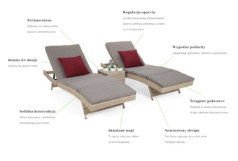 Zestaw leżaków ogrodowych z technorattanu Bora Bora Beige / Beige Melange ze stolikiem