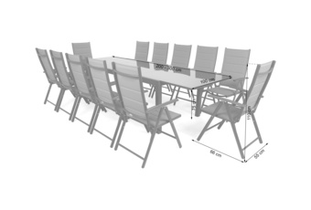 Meble ogrodowe aluminiowe Ontario 200+100 cm Grey / Light Grey Ibiza Grey / Window Grey 12+1