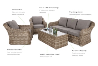 Meble ogrodowe technorattanowe Foggia Beige / Beige Melange