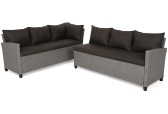 Narożne meble ogrodowe technorattanowe Lagos Muddy Grey / Black Melange