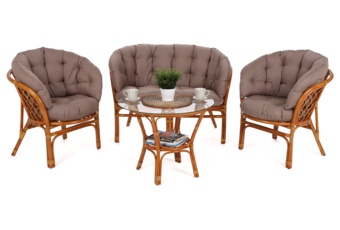 Meble ogrodowe rattanowe Bahama Orange / Cappuccino 3+1