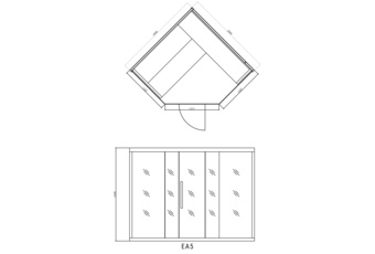 Sauna fińska narożna EA5 Grey z piecem - szara - dla 5 osób Sauna fińska narożna EA5 Grey z piecem