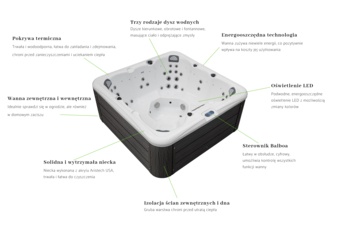 Wanna ogrodowa z hydromasażem Aquess Zenya 5002 7-osobowa