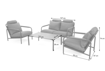 Meble ogrodowe aluminiowe Como Grey / Grey