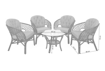 Meble ogrodowe rattanowe Havana Brown / Cappuccino 4+1