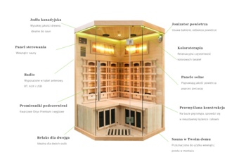 Sauna infrared narożna Nordum Solea 2-osobowa naturalna