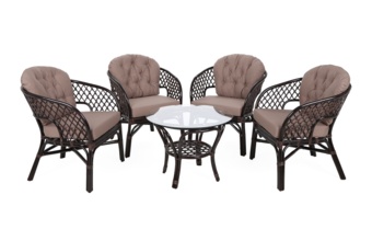 Meble ogrodowe rattanowe Havana Brown / Cappuccino 4+1