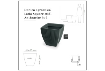 Donica ogrodowa Latia Square Midl Anthracite 69 l