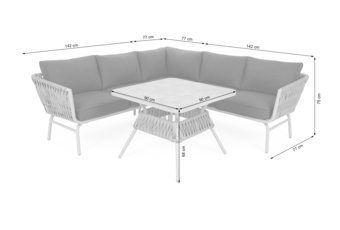 Narożnik ogrodowy technorattanowy Tasos Cream / Grey Melange