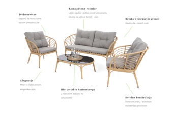 Meble ogrodowe technorattanowe Toskania Beige / Light Grey