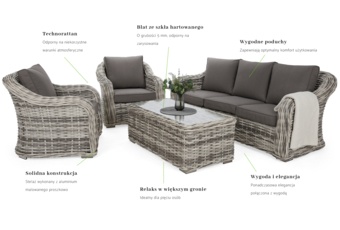 Meble ogrodowe technorattanowe Foggia Light Grey / Grey Meble ogrodowe technorattanowe Foggia Light Grey / Grey