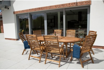 Meble ogrodowe drewniane Akacja Oval 165+60+60 cm 10+1