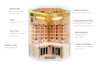 Sauna infrared narożna Nordum Solea 2-osobowa biała