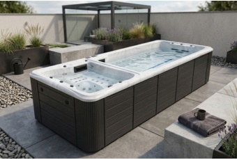 Basen ogrodowy z przeciwprądem i hydromasażem Aquess Wave 590 x 225 cm