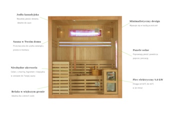 Sauna fińska Nordum Solea 4-osobowa brązowa - drewniana - z panelami solnymi Sauna fińska Nordum Solea 4-osobowa brązowa