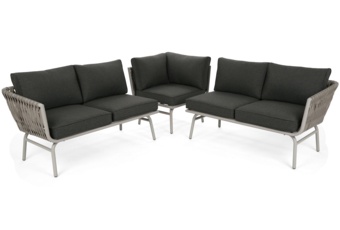 Narożnik ogrodowy technorattanowy Tasos Cream / Grey Melange