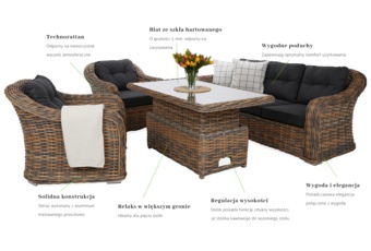 Meble ogrodowe technorattanowe Foggia Flex Ginger Melange / Dark Grey