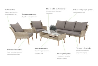 Meble ogrodowe technorattanowe Almeria Beige / Beige Melange