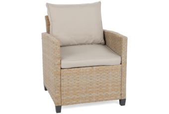 Narożne meble ogrodowe technorattanowe Lagos Beige / Ecru - dla 9 osób - beżowy Narożne meble ogrodowe technorattanowe Lagos Beige / Ecru